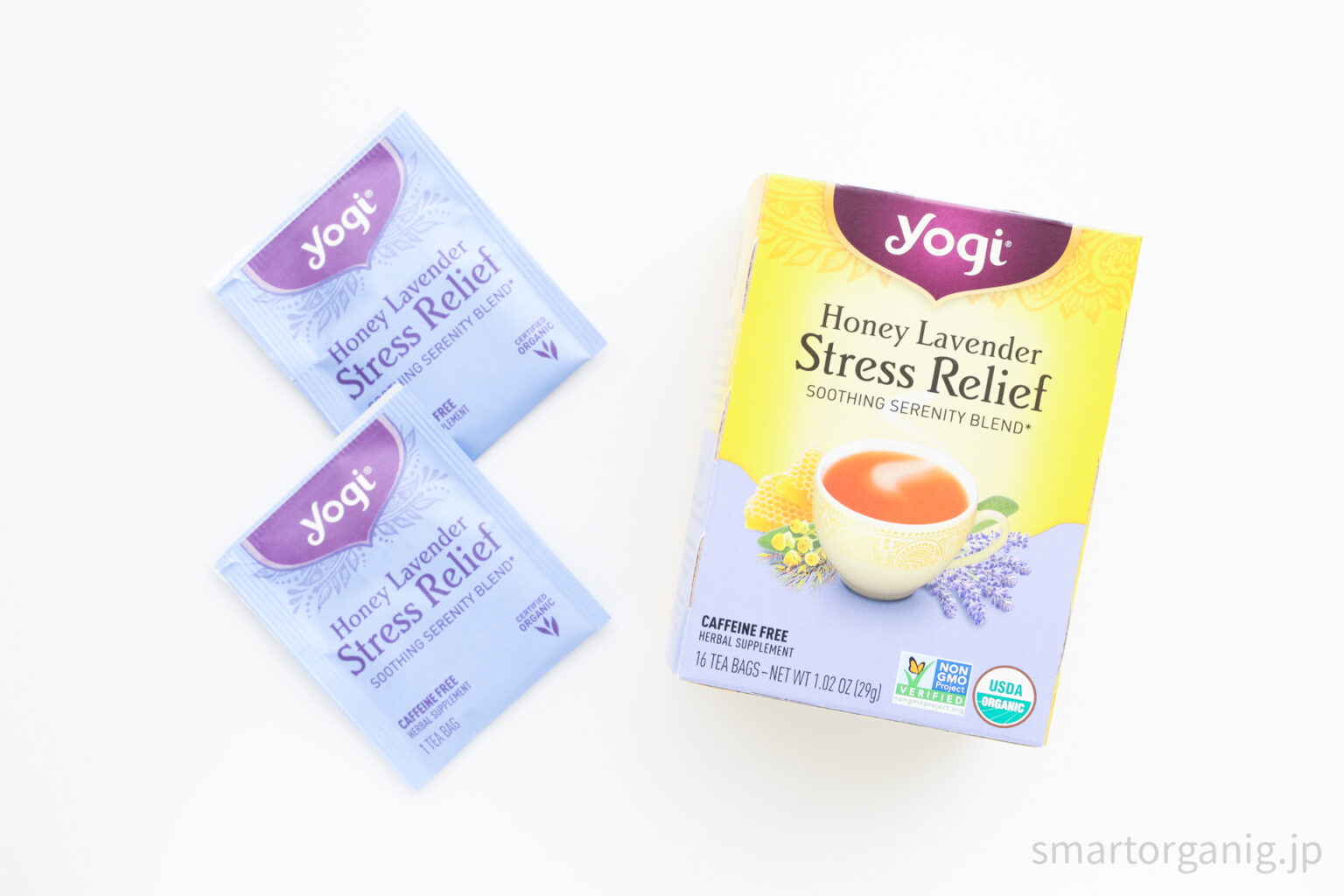 ヨギティーのストレスリリーフ・ハニーラベンダーはカフェインレスで美味しい｜Smart Organic